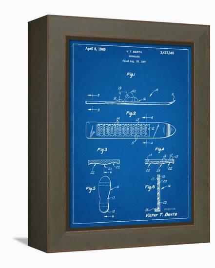 Early Snowboard Patent-null-Framed Stretched Canvas