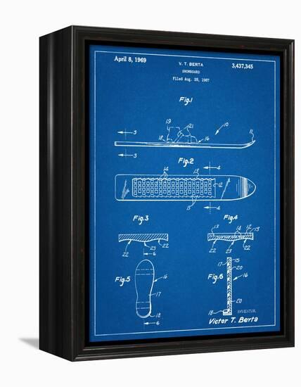 Early Snowboard Patent-null-Framed Stretched Canvas