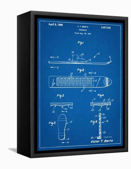 Early Snowboard Patent-null-Framed Stretched Canvas