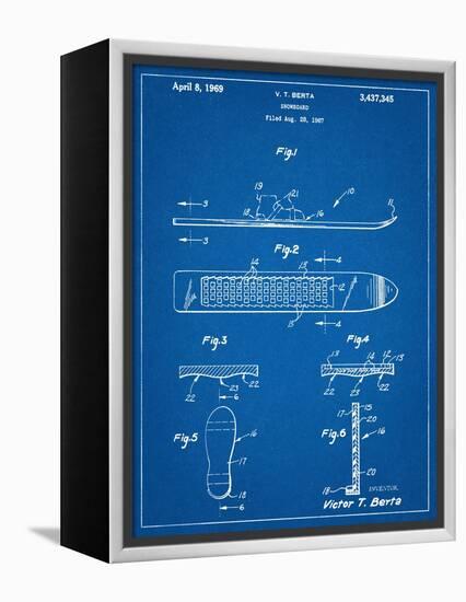 Early Snowboard Patent-null-Framed Stretched Canvas