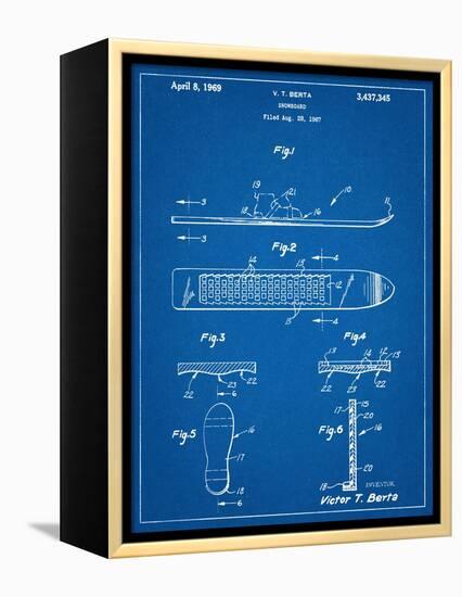 Early Snowboard Patent-null-Framed Stretched Canvas