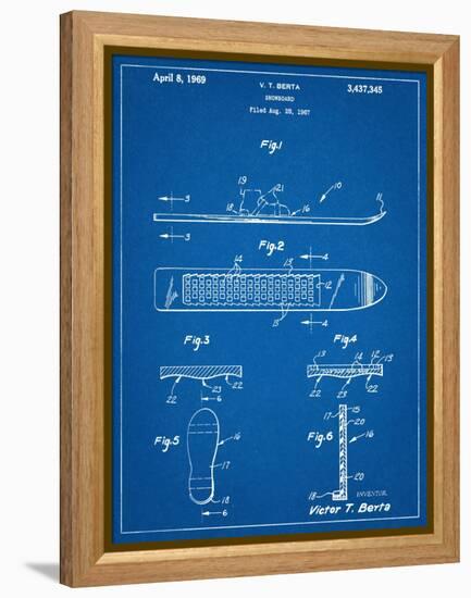 Early Snowboard Patent-null-Framed Stretched Canvas