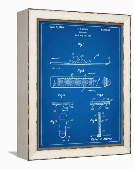 Early Snowboard Patent-null-Framed Stretched Canvas