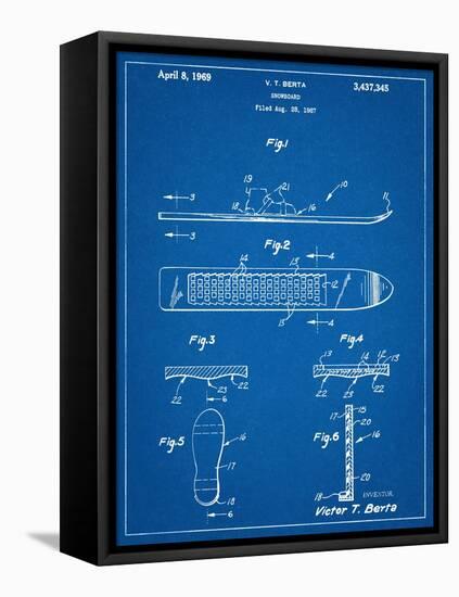 Early Snowboard Patent-null-Framed Stretched Canvas