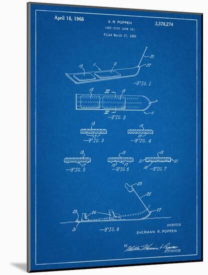 Early Snowboard Patent-null-Mounted Art Print