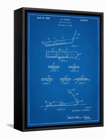 Early Snowboard Patent-null-Framed Stretched Canvas