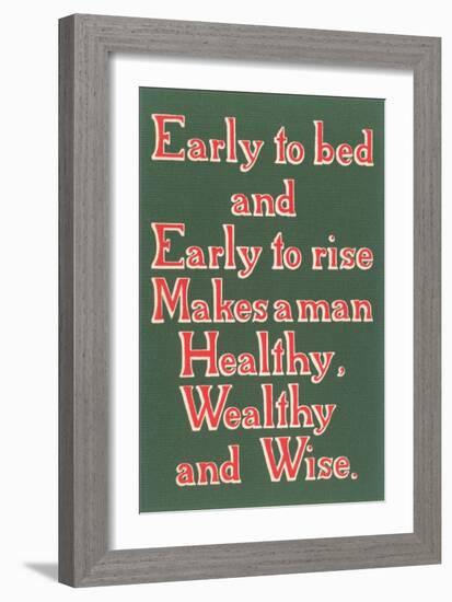 Early to Bed Slogan-null-Framed Art Print