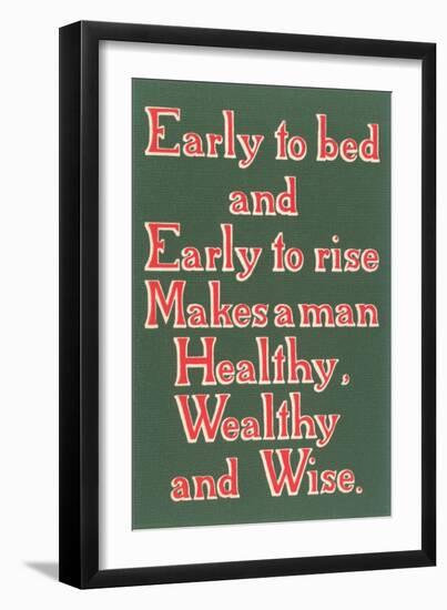 Early to Bed Slogan-null-Framed Art Print