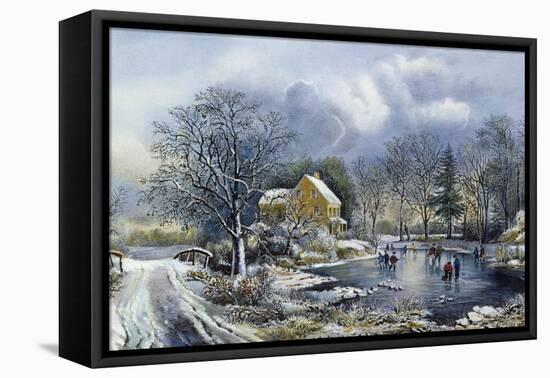 Early Winter, 1869-Currier & Ives-Framed Premier Image Canvas