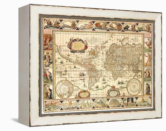 Early World Map 1630-Johannes Blaeu-Framed Premier Image Canvas