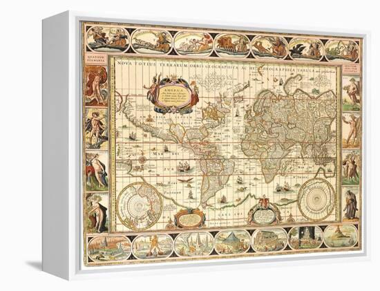 Early World Map 1630-Johannes Blaeu-Framed Premier Image Canvas