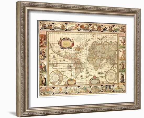 Early World Map 1630-Johannes Blaeu-Framed Giclee Print