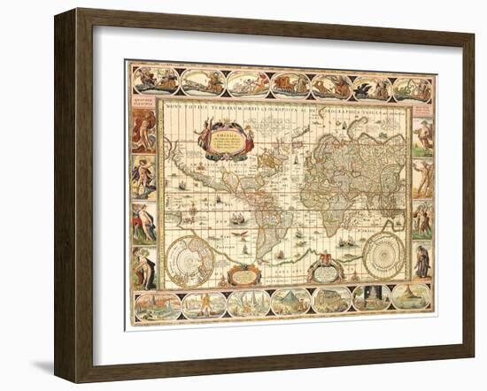 Early World Map 1630-Johannes Blaeu-Framed Giclee Print