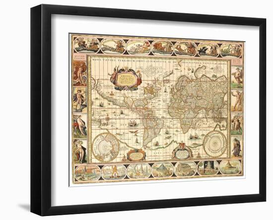 Early World Map 1630-Johannes Blaeu-Framed Giclee Print