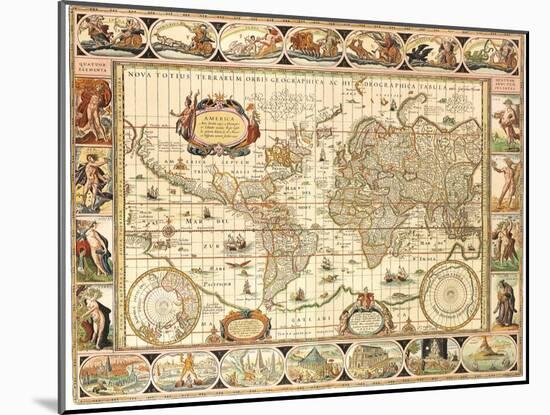 Early World Map 1630-Johannes Blaeu-Mounted Giclee Print