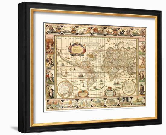 Early World Map 1630-Johannes Blaeu-Framed Giclee Print