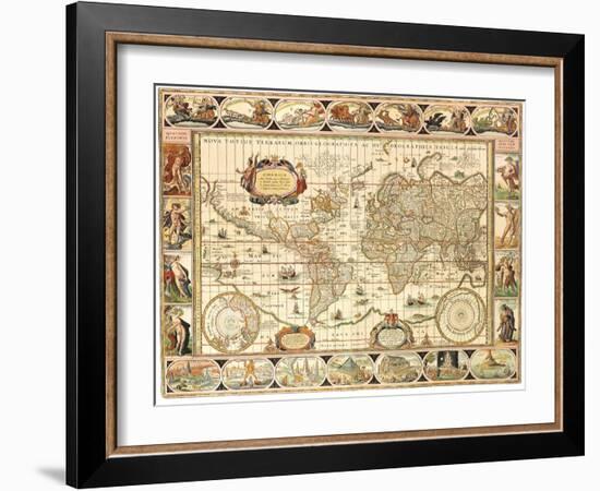 Early World Map 1630-Johannes Blaeu-Framed Giclee Print