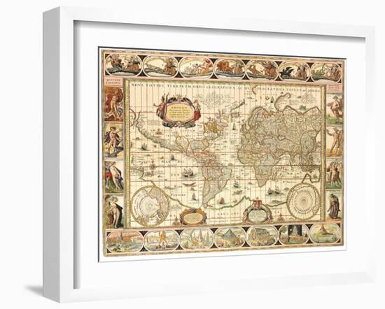 Early World Map 1630-Johannes Blaeu-Framed Giclee Print