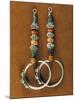 Earrings in Sterling Silver, Coral and Turquoise, Region of Tibet, Early 20th Century-null-Mounted Giclee Print