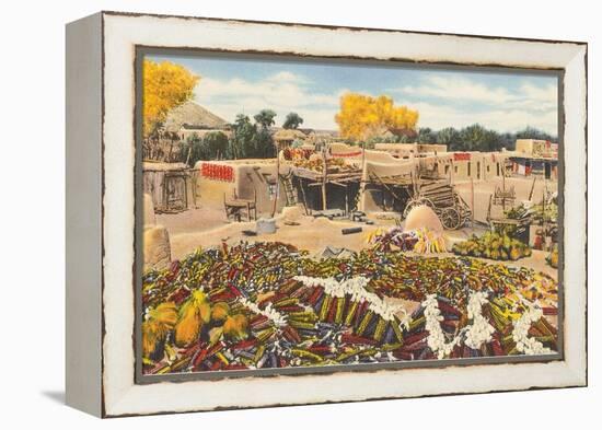 Ears of Corn Drying in Adobe Courtyard-null-Framed Stretched Canvas