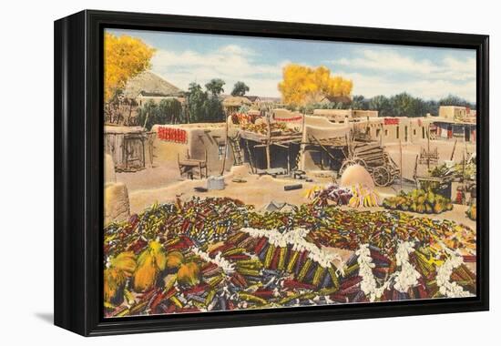 Ears of Corn Drying in Adobe Courtyard-null-Framed Stretched Canvas
