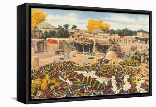 Ears of Corn Drying in Adobe Courtyard-null-Framed Stretched Canvas