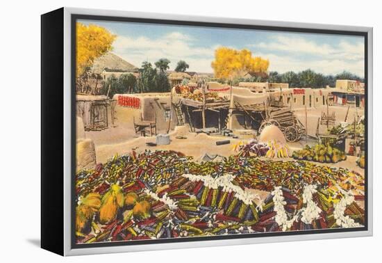 Ears of Corn Drying in Adobe Courtyard-null-Framed Stretched Canvas