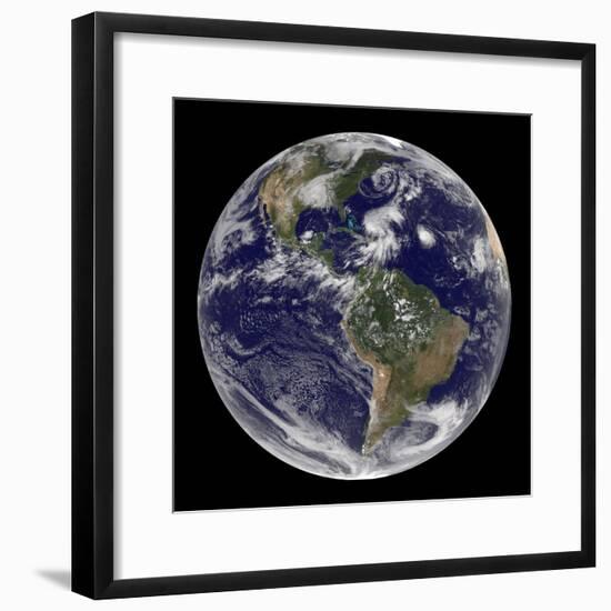 Earth and Four Storm Systems-Stocktrek Images-Framed Photographic Print