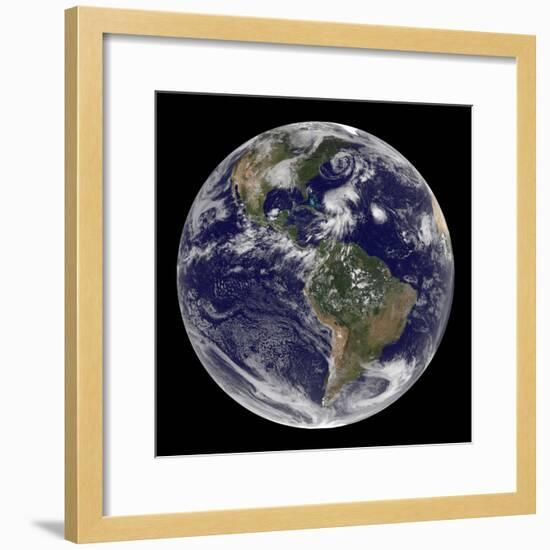 Earth and Four Storm Systems-Stocktrek Images-Framed Photographic Print