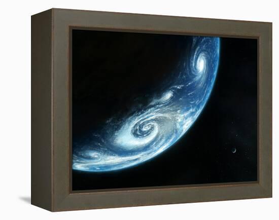 Earth And Moon, Artwork-Richard Bizley-Framed Premier Image Canvas