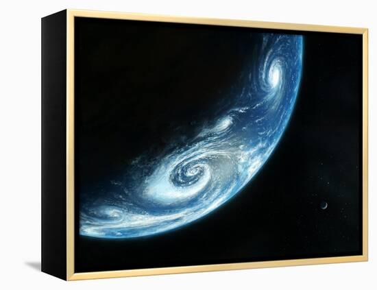 Earth And Moon, Artwork-Richard Bizley-Framed Premier Image Canvas