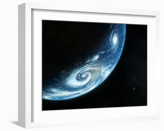 Earth And Moon, Artwork-Richard Bizley-Framed Photographic Print