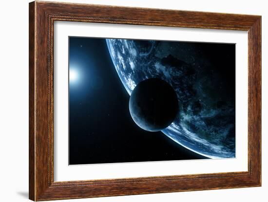 Earth And Moon, Artwork-SCIEPRO-Framed Photographic Print