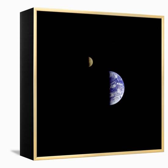 Earth and Moon in a Single Photographic Frame-null-Framed Stretched Canvas