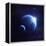 Earth and Moon in Outer Space with Rising Sun and Flying Meteorites-null-Framed Stretched Canvas