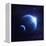 Earth and Moon in Outer Space with Rising Sun and Flying Meteorites-null-Framed Stretched Canvas