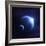 Earth and Moon in Outer Space with Rising Sun and Flying Meteorites-null-Framed Art Print