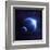 Earth and Moon in Outer Space with Rising Sun and Flying Meteorites-null-Framed Art Print