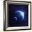 Earth and Moon in Outer Space with Rising Sun and Flying Meteorites-null-Framed Premium Giclee Print