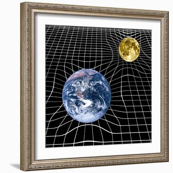 Earth And Moon Space-time Warp, Artwork-Victor De Schwanberg-Framed Premium Photographic Print