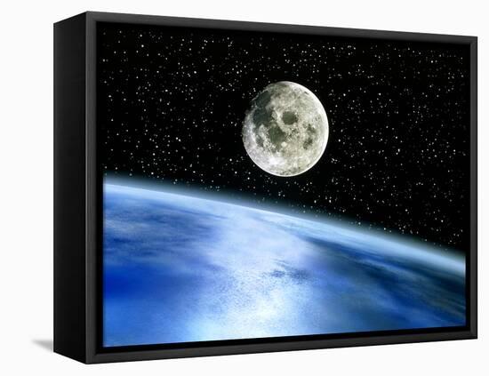 Earth And Moon-Julian Baum-Framed Premier Image Canvas