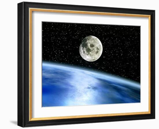 Earth And Moon-Julian Baum-Framed Photographic Print