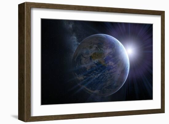 Earth And Sunrise From Space, Artwork-Detlev Van Ravenswaay-Framed Photographic Print