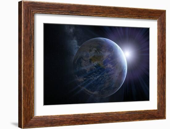 Earth And Sunrise From Space, Artwork-Detlev Van Ravenswaay-Framed Photographic Print