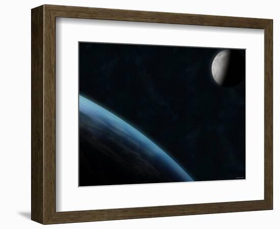 Earth and the Moon-Stocktrek Images-Framed Photographic Print