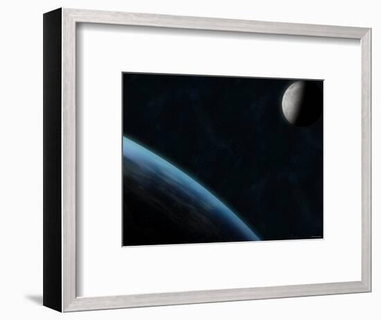 Earth and the Moon-Stocktrek Images-Framed Photographic Print