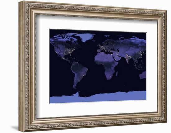 Earth at Night, Satellite Image-null-Framed Photographic Print