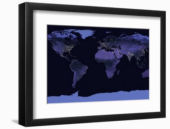 Earth at Night, Satellite Image-null-Framed Photographic Print