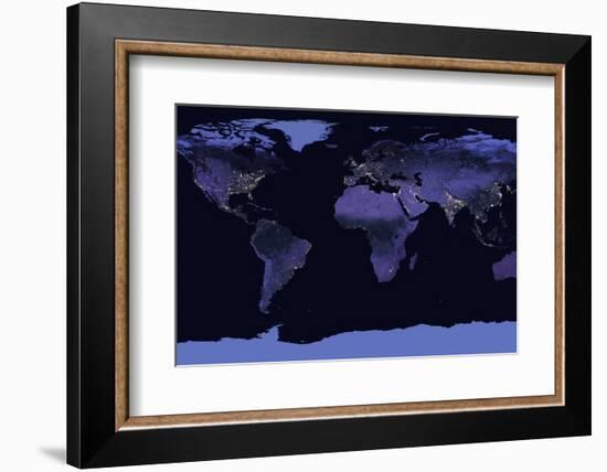 Earth at Night, Satellite Image-null-Framed Photographic Print