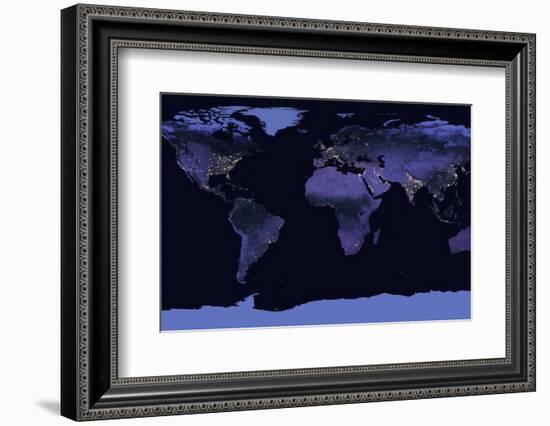 Earth at Night, Satellite Image-null-Framed Photographic Print